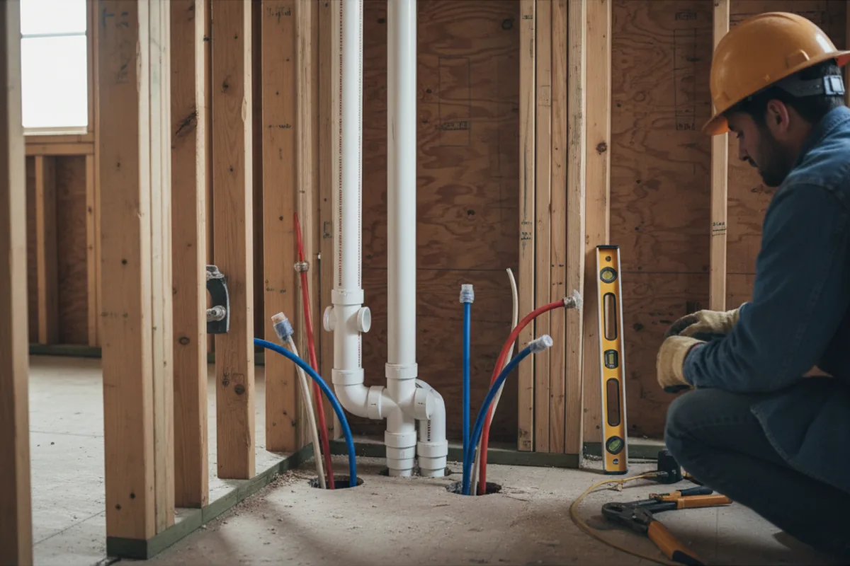 Drain and supply rough-in during Sump Pump Repair in Rantoul