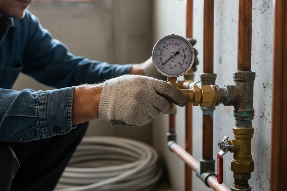 Pressure testing a repaired line during Water Line Repair in Rantoul